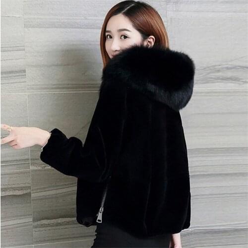 New Women Faux Rex Rabbit Fur Short fur Big Size Faux Fur Slim Female Fake Fur Lady Winter Hooded Coat Casual Party Jacket W1027