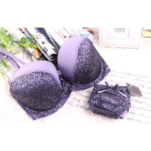 New Floral lace Bra Set Underwear Women Leopard Bikini Sexy Push Up lingerie Bra and Thong Sets Plus Size 34-40 C D E F B3