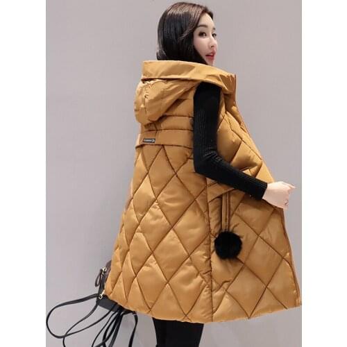 2020 Autumn Winter Sleeveless Jacket Women Coat Long Vest Female Down Cotton Padded Korean Chalecos Para Mujer KJ665