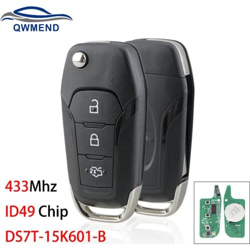 BHKEY DS7T-15K601-B Car Remote Key For Ford KA+ Mondeo Galaxy S-Max Smart Car Key 3 Buttons 433Mhz ID49 Chip
