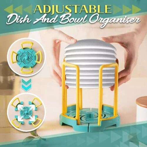 2021 Adjustable Dish And Bowl Organiser Bowl Storage Shelf Detachable Dish Drainer Shelf Plastic Dish Drain Holder Kitchen Tool