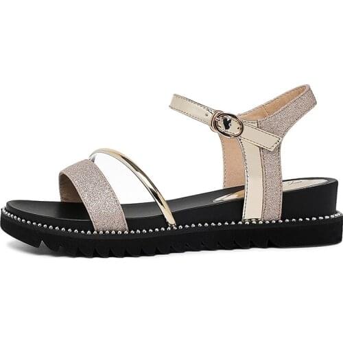 Round Toe Wedge Sandals, Buckle Open-Toe WomenS Shoes, Platform WomenS Shoes