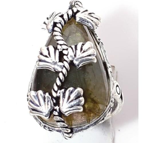 Labradorite Silver Overlay over Copper , Size: 6 , R5489