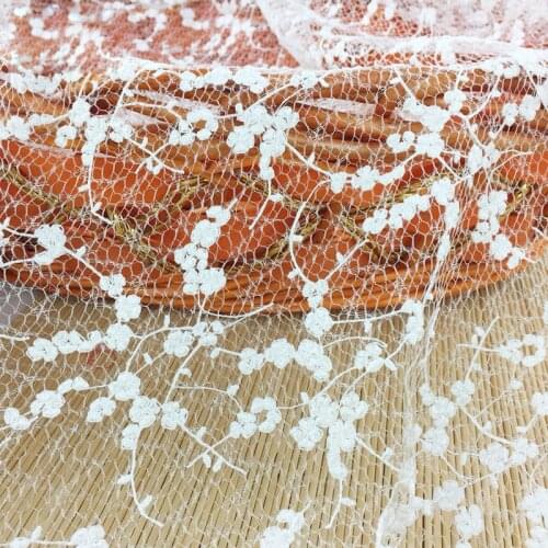 Width 140cm White Lace Fabric DIY Craft Wedding Dress Cloth Lace Mmaterial 3D Flowers Embroidery Thin Soft Lace Trim Accessories