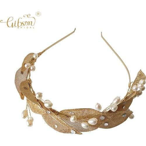 Wedding Hair Accessory Baroque Jewelry Gold Leaves Headband Bridal Tiaras Crown For Women Headdress Crowns