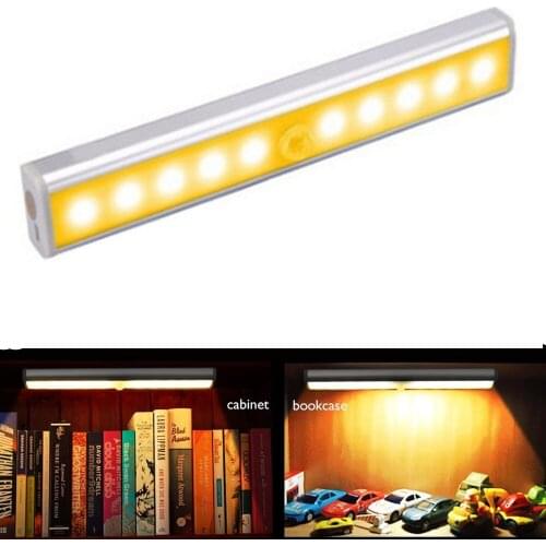 LED Under Cabinet Light USB Rechargeable 10/20/24/40/60 LED Motion Sensor Night Light Kitchen Wardrobe Induction Stair Wall Lamp