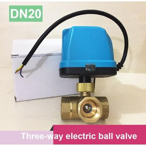 DN20(G 3/4") three-way electric ball valve with electric actuator, brass motorized ball valve with indicator light