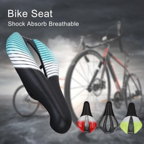 Bike Seat Shock Absorb Breathable Bike Supplies Striped Surface Replacement Bicycle Saddle for Racing Accessories