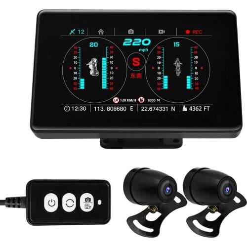 Motorcycle Escort Driving Video Recorder With Slope Meter GPS Compass Waterproof & Dustproof Motorbike DVR Smart Motor Dashcam