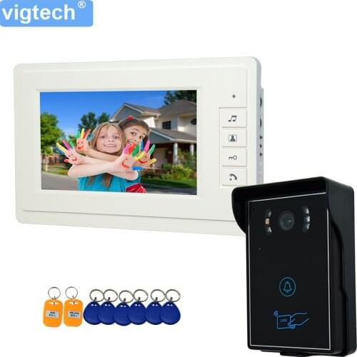 Vigtech7“Wired Home Video Door Phone Intercom System Kit Color Video Doorbell700TVL RFID Waterproof IR Night Vision Camera