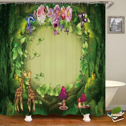 Fantasy Forest Print Shower Curtain Waterproof 3D Cartoon Dream Landscape Bathroom Curtain with 12 Hooks Home Decoration