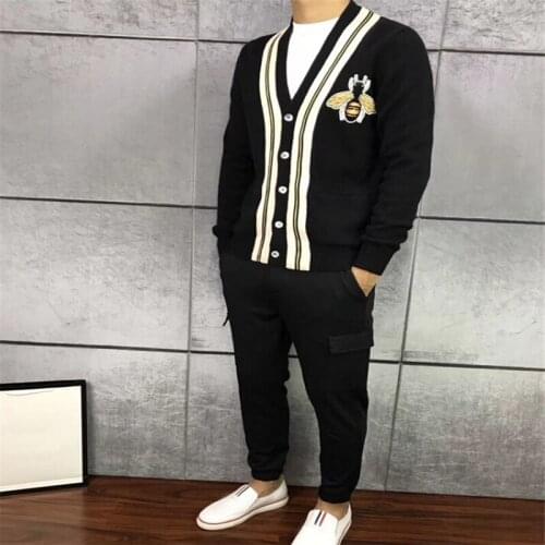 High-quality slim knit sweater men and women autumn and winter fashion brand embroidered long sleeve British style