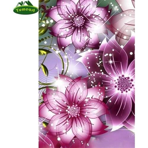 Yumeart DIY Diamond Painting by Number Crystal Flower Needlework Crystal Rhinestones Diamond Embroidery Mosaic Cross Stitch Art