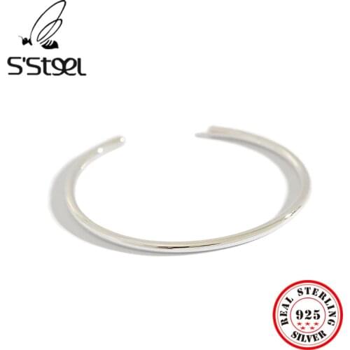 SSTEEL 990 Sterling Silver Bangle For Women Minimalist Bracelet Femme Argent 925 V Ritable Regalos Para Mujer Bijoux 2021 Gift