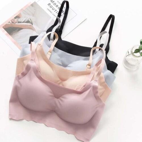 Wasteheart Women Fashion Pink Orange Wireless Padded Bras Sexy One-Piece Bras Bralette Underwear Cup A B Female Push Up Bras