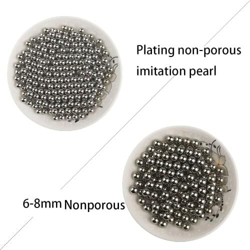 DIY golden silver non-porous imitation pearl window decoration accessories handmade materials 6-8mm loose beads electroplating