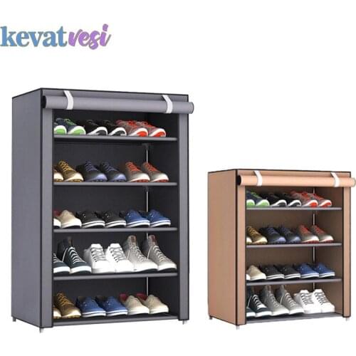 3/4/5/6 Layer Stainless Steel Shoe Rack Easy to Install Shoe Shelf Space-saving Shoes Cabinet for Dormitory Closet Organizer