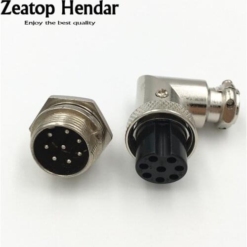 5 Set Electric GX16 M16 Elbow 90 Degree Right Angle 8 Pin Aviation Connector Female Plug and Male Chassis Mount Socket