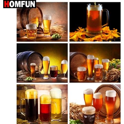 HOMFUN Diamond painting "Beer color landscape" Full Square/Round Drill Wall Decor Inlaid Resin Embroidery Craft Cross stitch