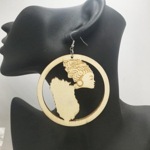 Free Shipping! France Guadeloupe Flag wooden Earrings