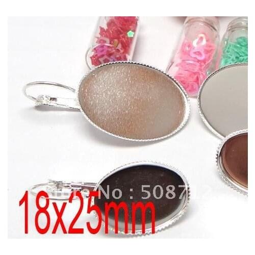 Free shipping!!!silver plated, Earring Leverback , Cabochon Settings , earring blank , oval ,200 pieces,18x25mm