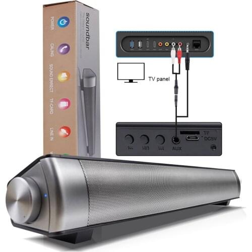 Wireless Bluetooth Speaker Super Bass Portable Stereo Long Strip Subwoofer Dual 5W Speakers Can Play Music For A Long Time Black