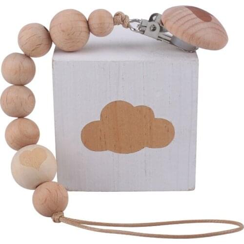 Handmade Weave Beech Baby Pacifiers Chain Leashes Rope Bracelet Pendants Toy for Infant Chew Nipple Bite Anti-drop Teether Gift