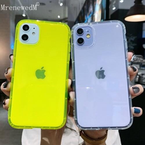 MrenewedM Luxury Fluorescent Transparent Silicone Case For iPhone 11 Pro SE 2 X XR XS Max Full Body Shockproof Cover On 7 8 Plus