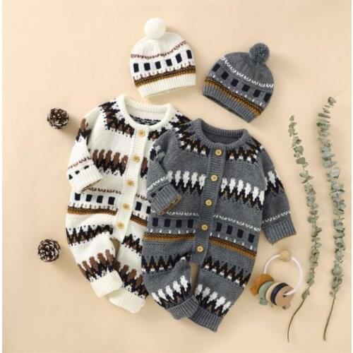 Baby Boys Romper Clothes Newborn Knit Baby Clothes Infant Baby Romper Sweater Long Sleeve Baby Jumpsuit Overalls Baby Outfits