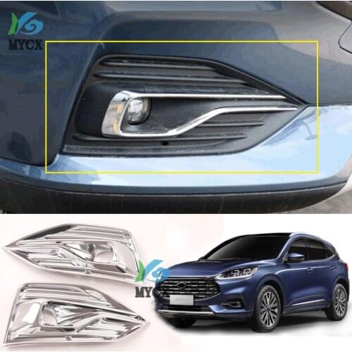 For Ford Escape Kuga 2020 2021 Car Accessories ABS Chrome Front Fog Light Lamp Cover Trim Molding Bezel Garnish Sticker