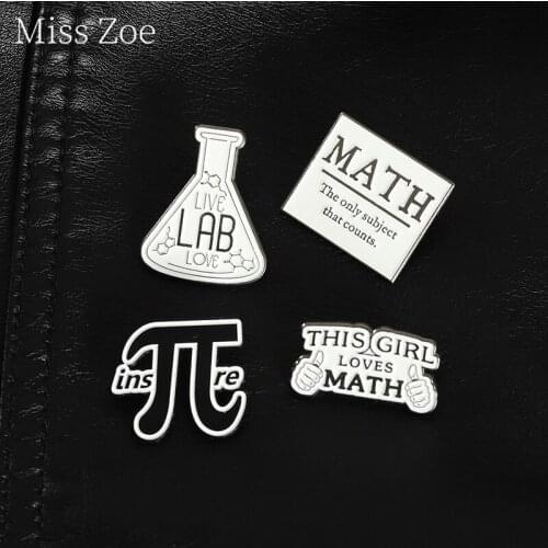 Formula In Math (Π) Enamel Pins Science And Chemistry Metal Brooches Interesting Beaker Letters Badge Holiday Gifts For Students
