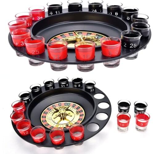 Hot Sale Russia Drinking Turntable Shot Glass Roulette Set Novelty Drinking Game With 16 Shot Glasses Adult Party Drinking Set