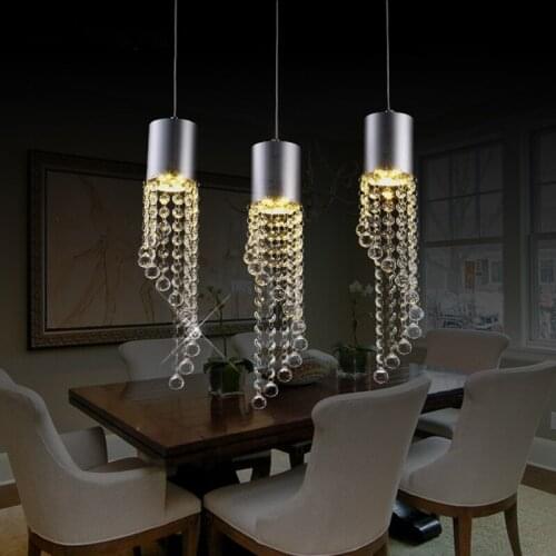 Crystal combination Restaurant lamp personality LED crystal modern minimalist dining room dining style Pendant Lights SJ36