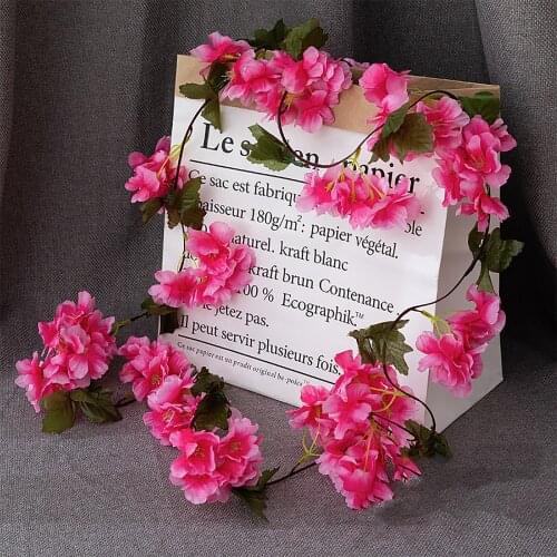Decorations Artificial Flowers Cherry White Blossom Sakura Rattan Vines Easy To Shape Wedding Party And Holiday Azalea Branch