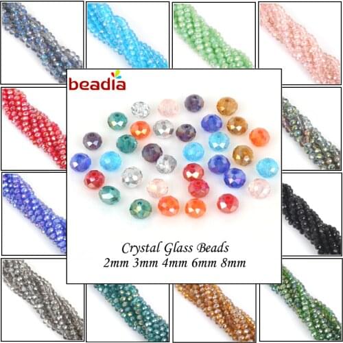 2mm 3mm 4mm 6mm 8mm Rondelle Austria Faceted Crystal Glass Beads Round Loose Spacer Beads Jewelry Making DIY Wholesale In Bulk