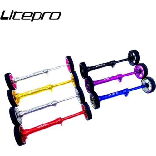 Litepro Folding Bike Thickened Easywheels Extension Rod Easywheel For Brompton Bicycle Telescopic Rod Widened Easy Wheel