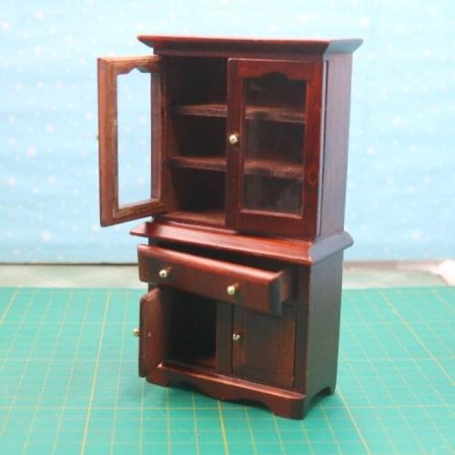 M02-X056 children baby gift Toy 1:12 Dollhouse mini Furniture Miniature rement brown color Vegetable cabinet 1pcs