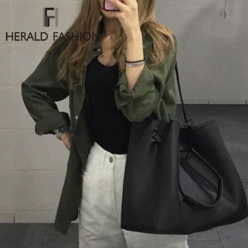 Fashion PU Leather Women Shoulder Bags Brand Handbags Female Bucket Bags Designer High Quality Ladies Casual Top-Handle Bags