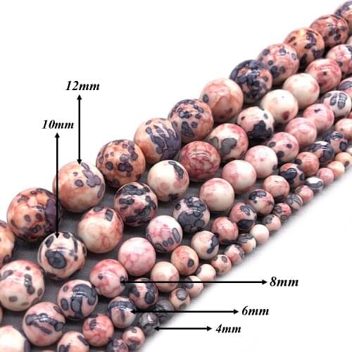 Natural StonePink Gray Dots Rainbow Stone Round Loose BeadsFitMulti-purpose Jewelry Making 4 6 8 10 12 MMPick Size J240