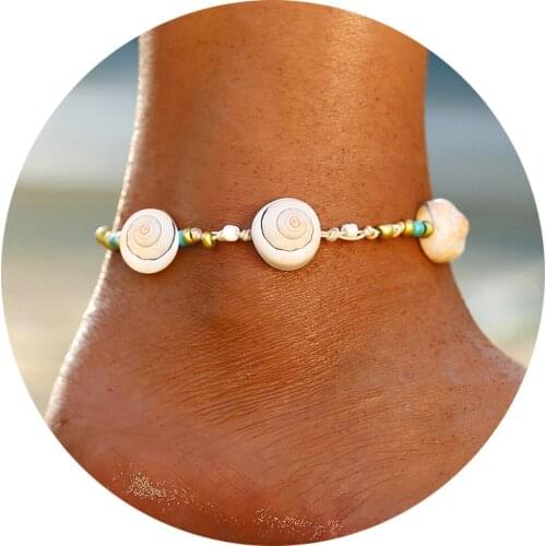 New creative simple three snail shell foot chain hand woven Beaded foot jewelry