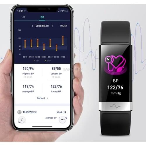 2019 New blood pressure wrist band heart rate monitor bracelet ECG PPG HRV smart watch with electrocardiogram display wristband