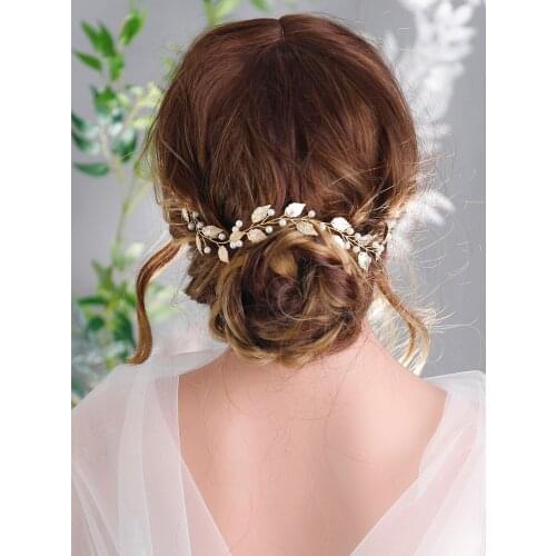 Feast Headband Retro Leaves Pearls Hair vine Bridal Hair Accessories Wedding Hair Jewelry for Women or Girl