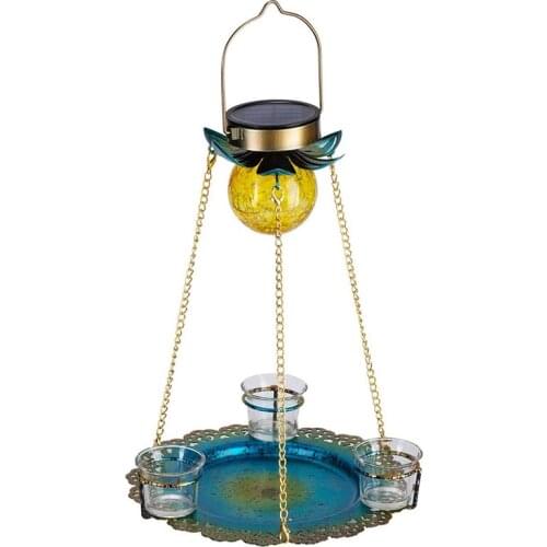 Practical Solar Powered Wild Bird Feeder, Seed Tray Outdoor Waterproof Birdfeeders Solar Garden Light LED Landscape Lighting