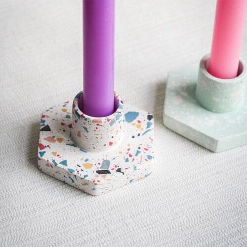 Simple Hexagonal Candle Holder Silicone Mold Columnar Candle Candlestick Clay Gypsum Cement Candlestick Mold