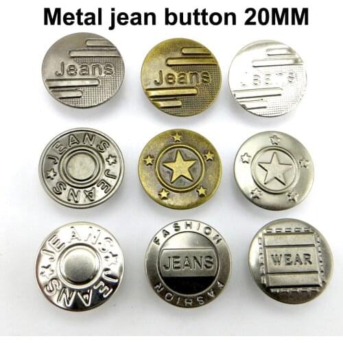 30PCS Metal Star Jeans Button 20MM Decorative Clothes Accessory Garment Word Trousers Buttons Fit MJB-339