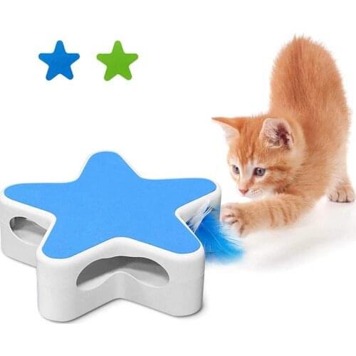 Five-pointed Star Funny Cat Box Feather Electric 360 Degree Random Rotation Automatic Teaser Pet Supplies Cat Toy Crazy Game Toy