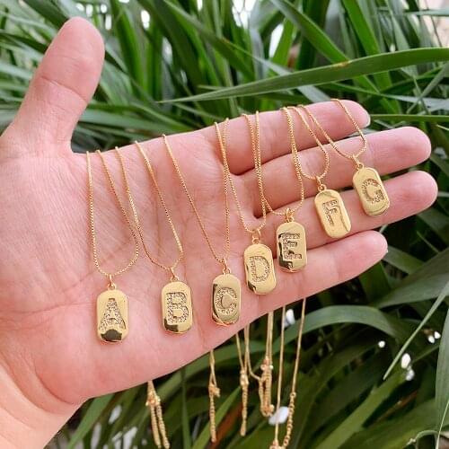 Luxury Initial A-Z 26 Letters Necklace Charm Copper Zircon Pendant Choker Family Name Jewelry Best Wedding Gift