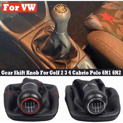 5 Speed Car Manual Gear Stick Shift Knob With Leather Boot For VW Golf 2 3 4 Cabrio Polo 6N Passat 35i Car-Styling