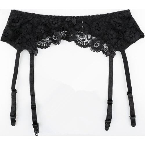 Sexy Womens Underwear Lace Garter Belt Large Size Lace Suspender Transparent Underwear Adjustable Three-breasted Belt Stockings