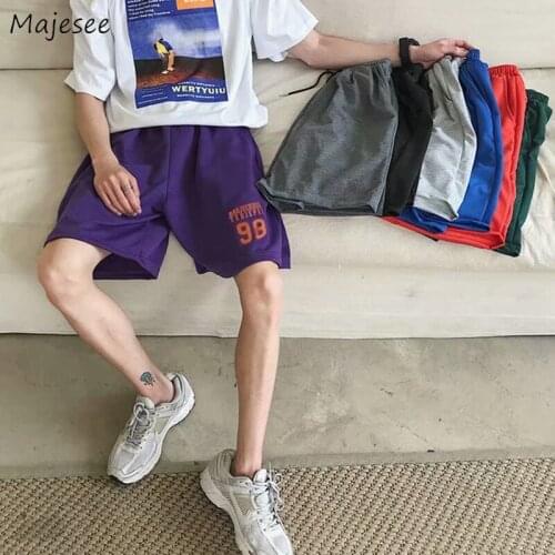 Board Shorts Men Letter Print Summer All-match Jogger Basketball Korean Fashion Bodybuilding Teen Straight Oversize Half Trouser